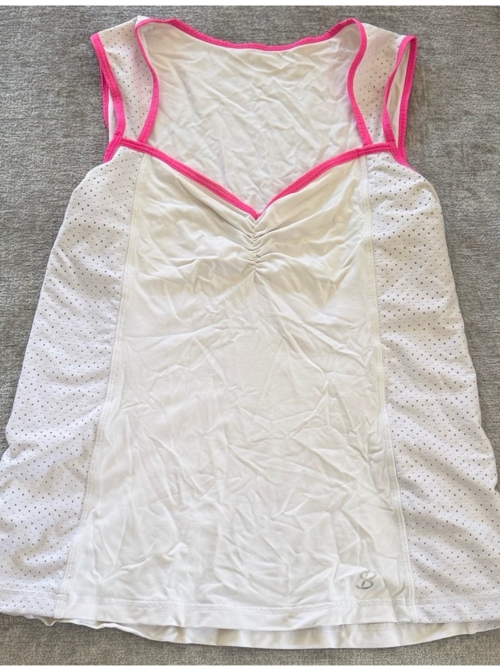 Sofibella White Pink Tennis Tank Top L Athletic Golf Pickleball